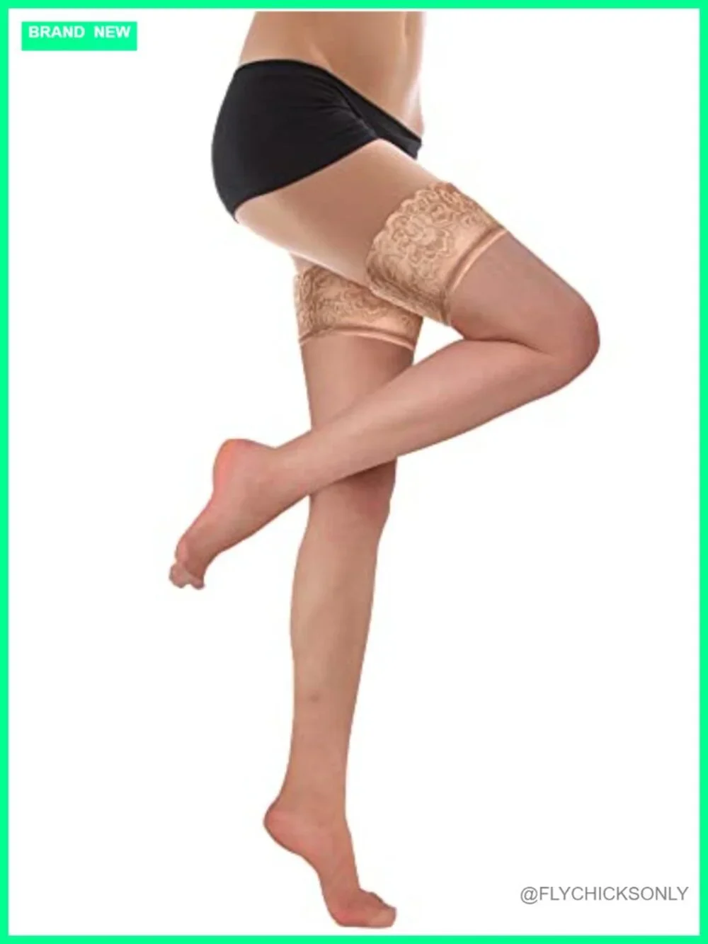4 Pairs Thigh High Stockings Lace Tights Silky Semi Sheer